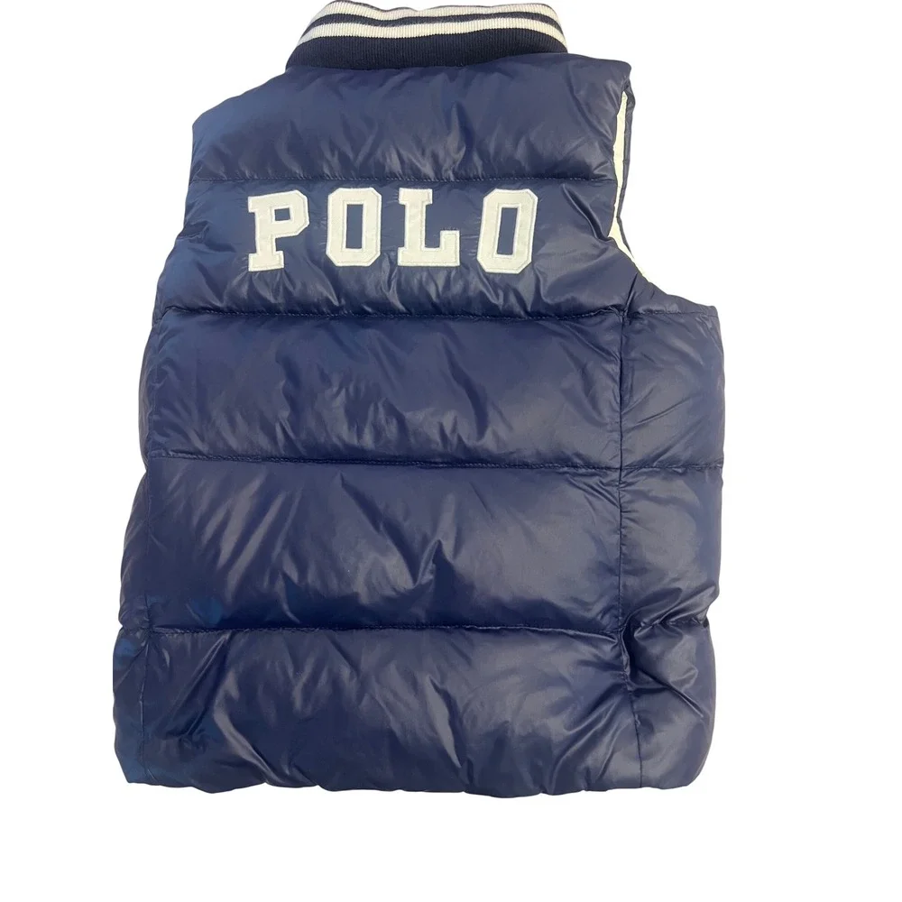 Polo Ralph Lauren Kids Reversible Down Puffer Vest Navy White Crest Size 6
